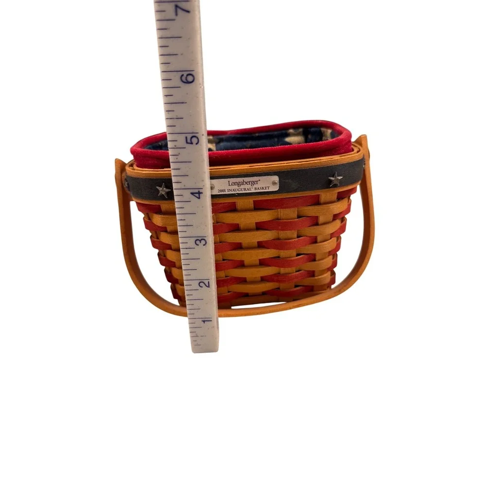 Longaberger 2001 Inaugural Basket Patriotic Red Blue‎ Handwoven with Liner Liner